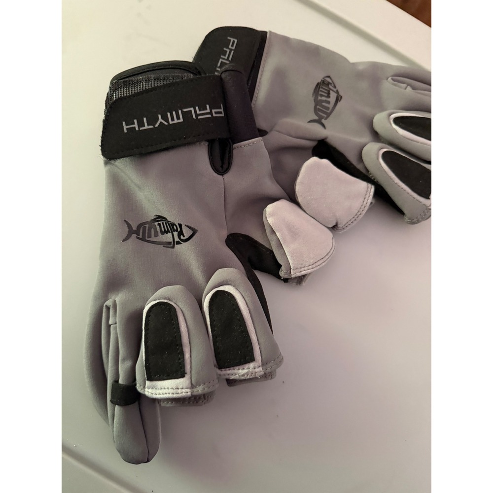 Palmyth Fishing Gloves Grey Black 3-Cut Finger Model C20002 Mens Size M